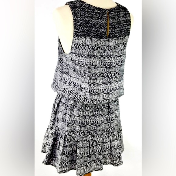 Joie Black White Leilou Silk drop Waist Mini Dress - Picture 7 of 7